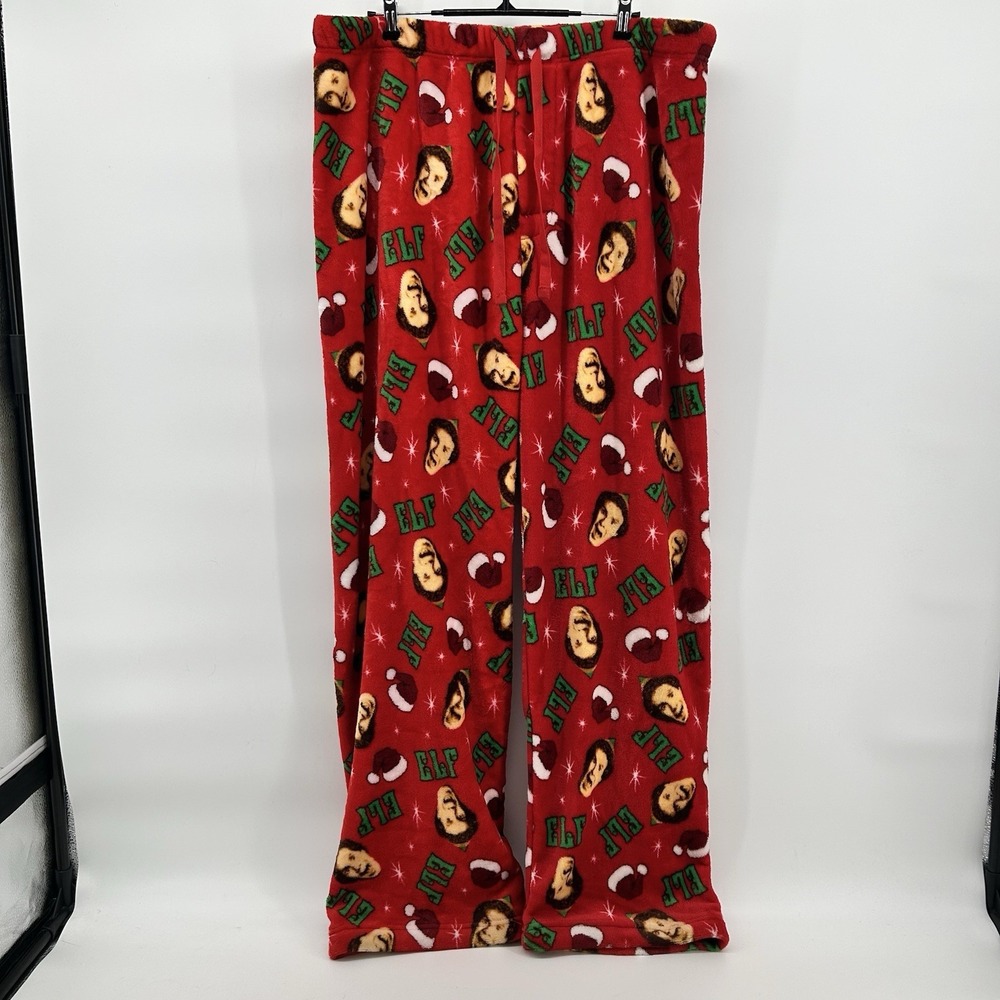Elf The Movie Buddy Mens XL Soft Plush Fleece Pajama‎ Lounge Pants Christmas Red